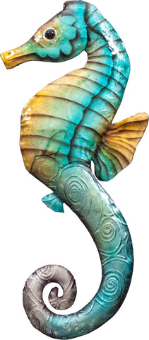 Rustic Seas Seahorse Wall Décor 15", Metal & Capiz