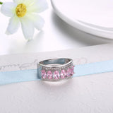 18K White Gold Plated Pink Hélène Ring made with  Crystals