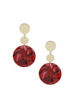 London Resin Drop Circle Earrings in Red & Gold