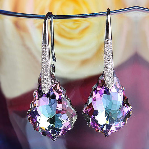 Iridescent Amethyst Gemstone  Chandelier  Elements Drop Earrings