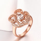 18K Rose Gold Plated Kadia Botanical Ring made with  Crystals