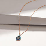 STERLING SILVER OVAL EVIL EYE CHARM PENDANT NECKLACE