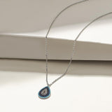 STERLING SILVER OVAL EVIL EYE CHARM PENDANT NECKLACE