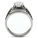 Men Stainless Steel Cubic Zirconia Rings TK485