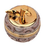 Ambrose Gold Plated Crystal Embellished Lidded Ceramic Apple Bowl (7.5
