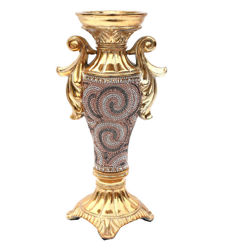 Ambrose Gold Plated Crystal Embellished Ceramic Candlestick Holder (6