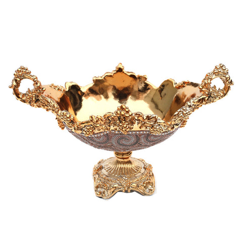 Ambrose Gold Plated Crystal Embellished Ceramic Fruit Platter (16.75