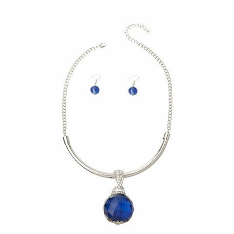 Royal Blue Crystal Ball Necklace Set