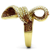 GL307 - IP Gold(Ion Plating) Brass Ring with Top Grade Crystal