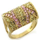 LOAS1139 - Gold 925 Sterling Silver Ring with AAA Grade CZ  in Multi-color